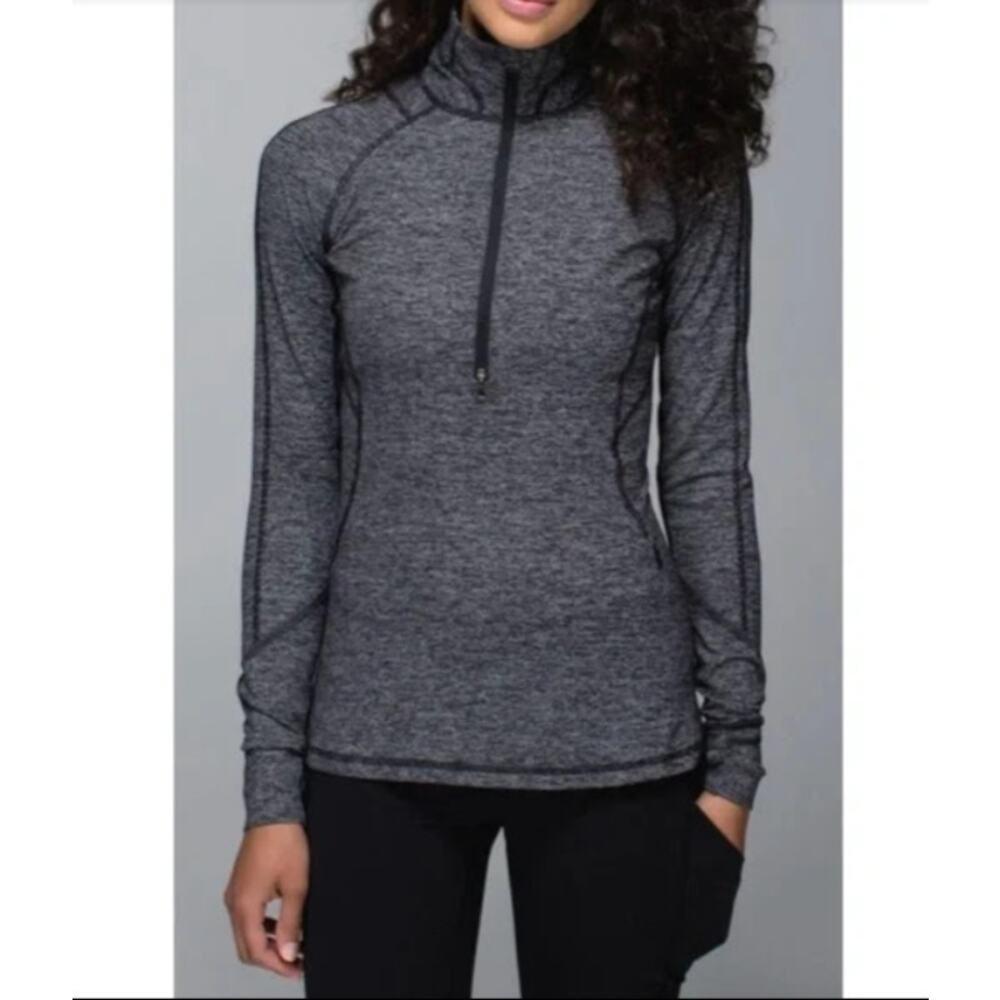 Athleta Half Zip Pullover Ruched Side Heather Gray Top - Size S